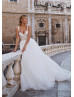 Beaded Ivory Lace Tulle Ruffle Wedding Dress